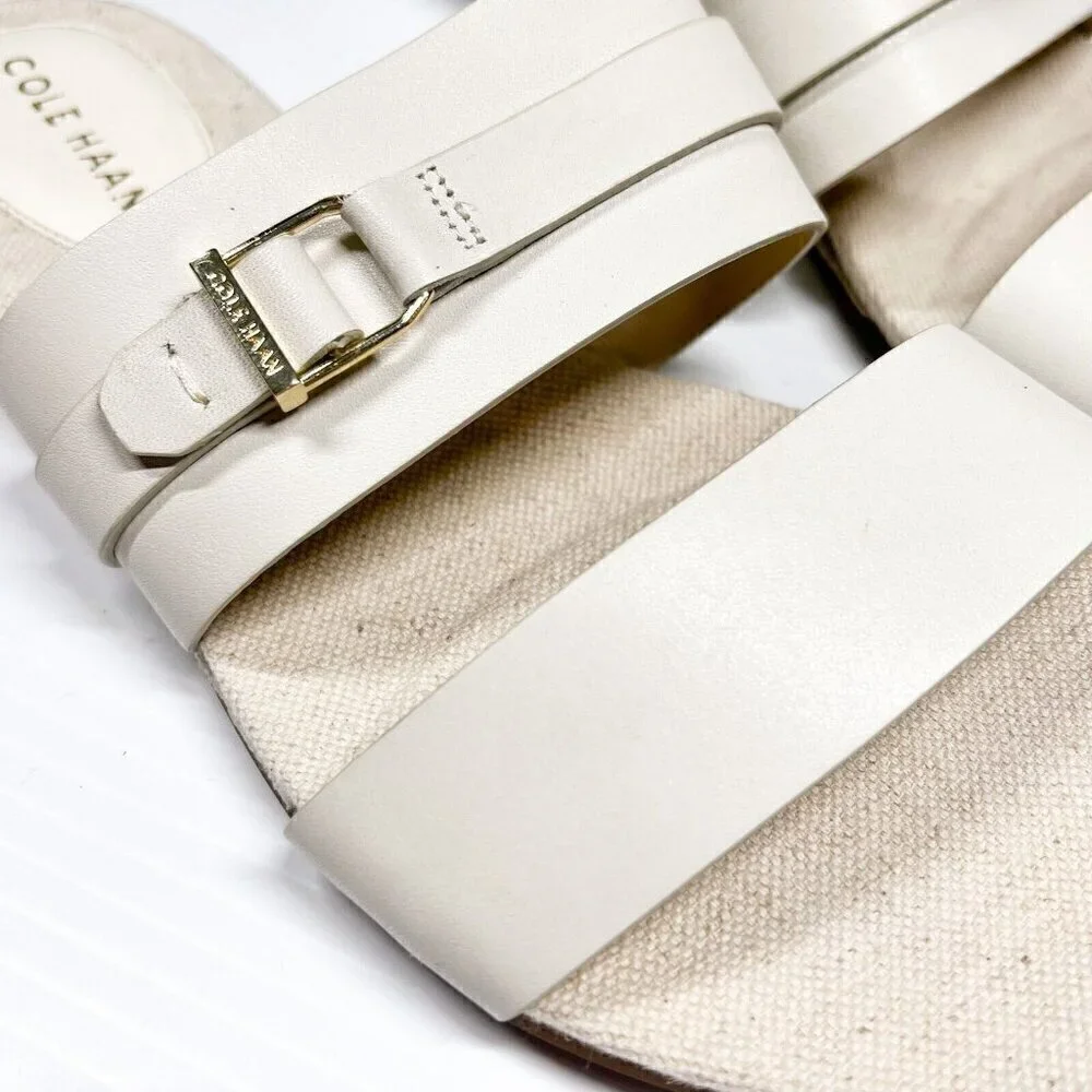 Cole Haan Francine Demi Womens Size 6.5B Beige Wedge Slip In Slide Sandals
